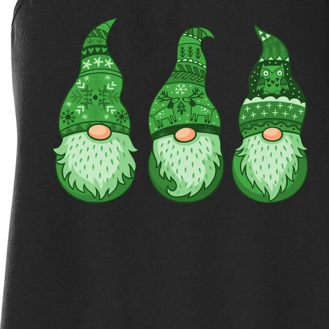 Green Ugly Sweater Irish Gnomes St Patricks Day Women's Racerback Tank