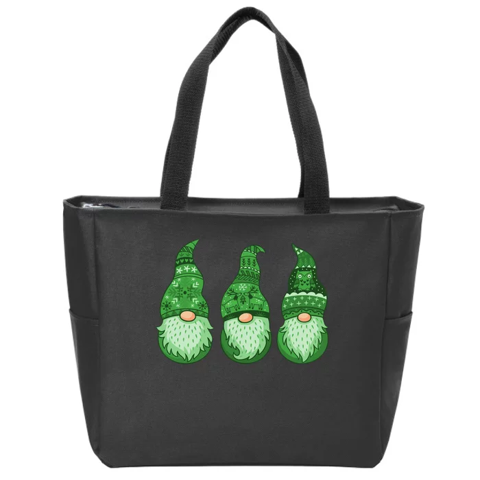 Green Ugly Sweater Irish Gnomes St Patricks Day Zip Tote Bag