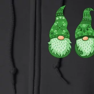 Green Ugly Sweater Irish Gnomes St Patricks Day Full Zip Hoodie