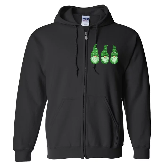 Green Ugly Sweater Irish Gnomes St Patricks Day Full Zip Hoodie