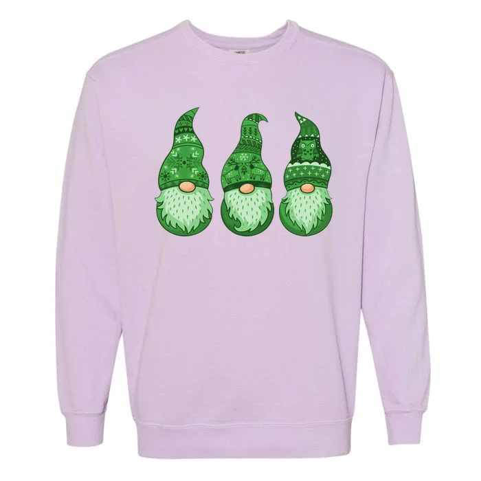 Green Ugly Sweater Irish Gnomes St Patricks Day Garment-Dyed Sweatshirt