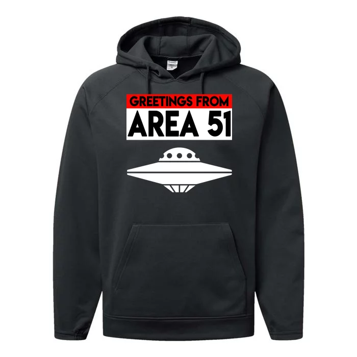 Greetings From Area 51 Performance Fleece Hoodie