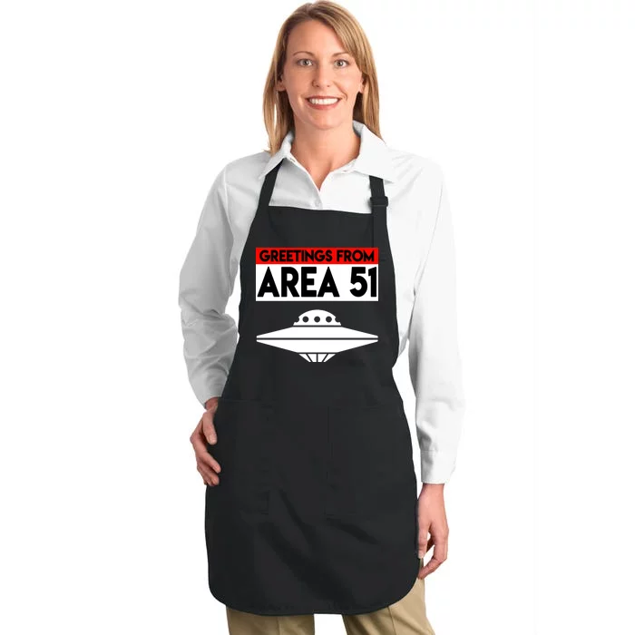 Greetings From Area 51 Full-Length Apron With Pocket