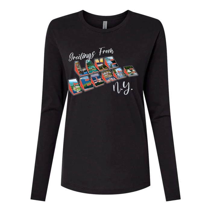 Greetings From Lake George New York NY Womens Cotton Relaxed Long Sleeve T-Shirt