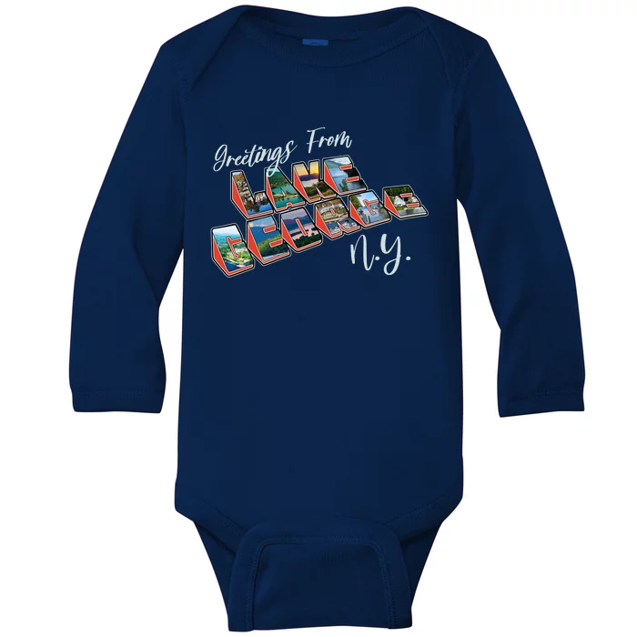 Greetings From Lake George New York NY Baby Long Sleeve Bodysuit