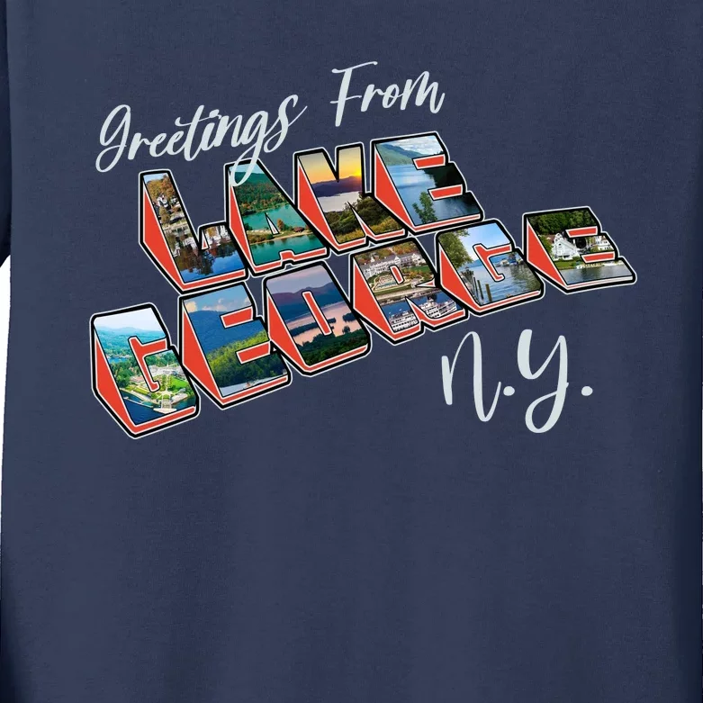 Greetings From Lake George New York NY Kids Long Sleeve Shirt