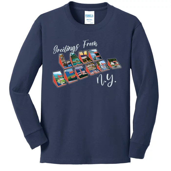 Greetings From Lake George New York NY Kids Long Sleeve Shirt