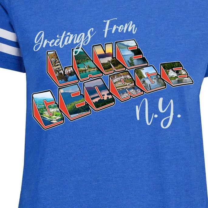 Greetings From Lake George New York NY Enza Ladies Jersey Football T-Shirt