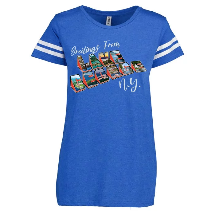 Greetings From Lake George New York NY Enza Ladies Jersey Football T-Shirt