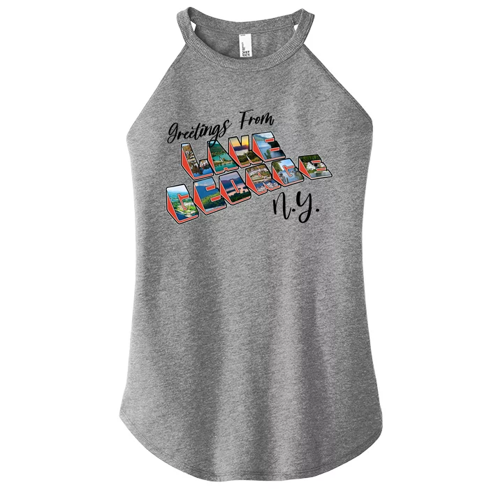 Greetings From Lake George New York NY Women’s Perfect Tri Rocker Tank