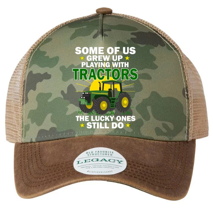 Grew Up Playing With Tractors Lucky Ones Still Do Legacy Tie Dye Trucker Hat