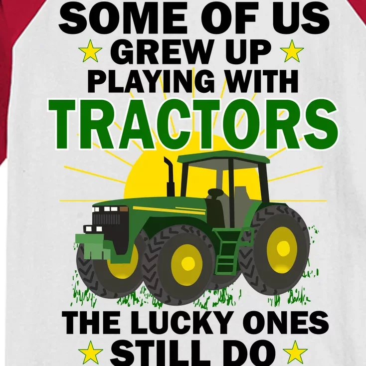 Grew Up Playing With Tractors Lucky Ones Still Do Kids Colorblock Raglan Jersey