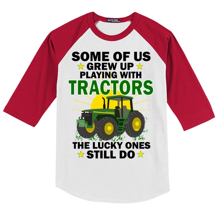 Grew Up Playing With Tractors Lucky Ones Still Do Kids Colorblock Raglan Jersey