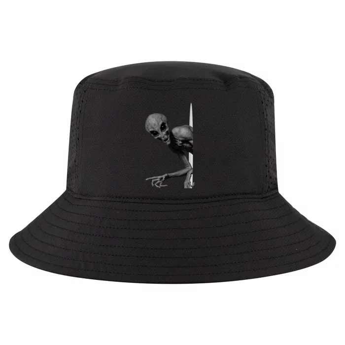 Grey Alien Peaking  Area 51 UFO Abduction Cool Comfort Performance Bucket Hat