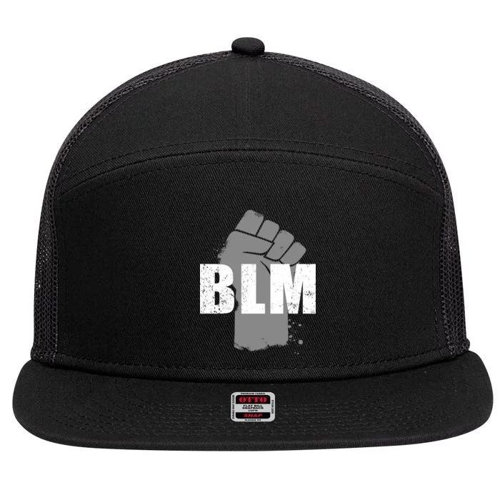 Grey BLM Fist Black Lives Matter 7 Panel Mesh Trucker Snapback Hat