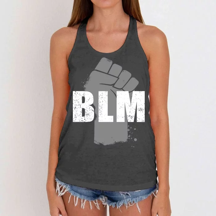 Grey BLM Fist Black Lives Matter Women's Knotted Racerback Tank