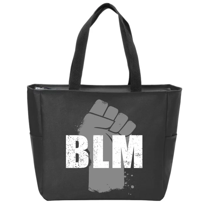 Grey BLM Fist Black Lives Matter Zip Tote Bag