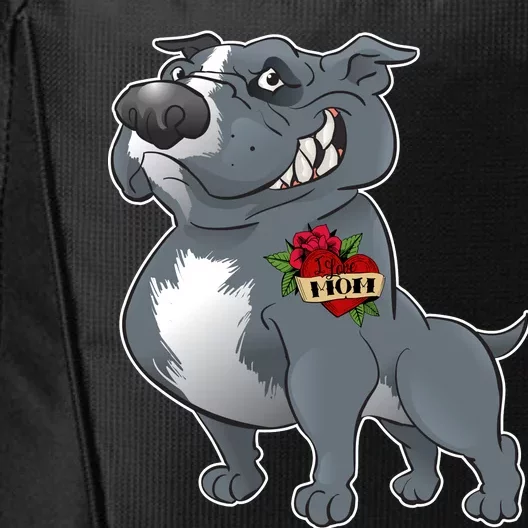 Grey Pitbull I Love Mom City Backpack