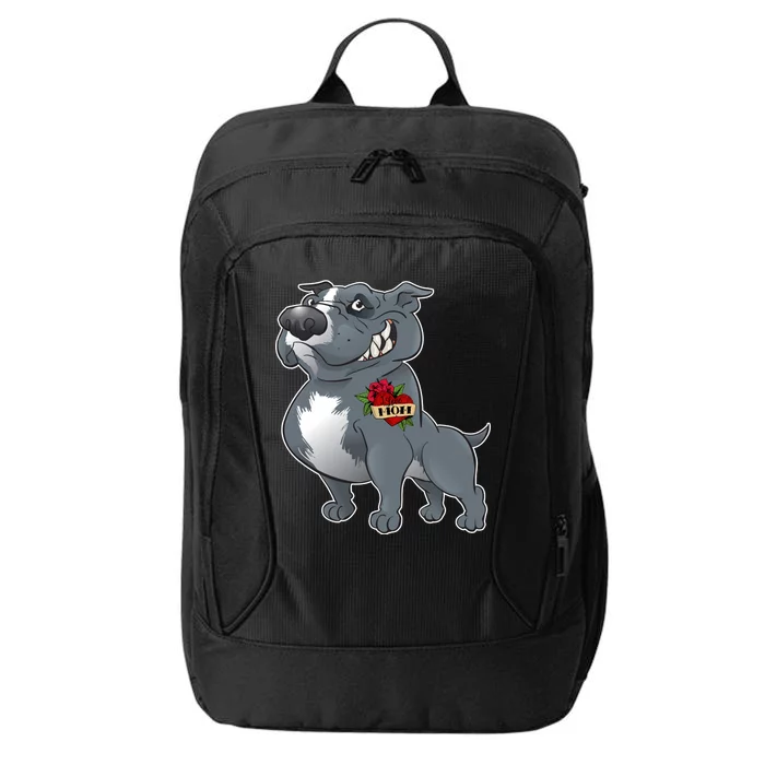 Grey Pitbull I Love Mom City Backpack