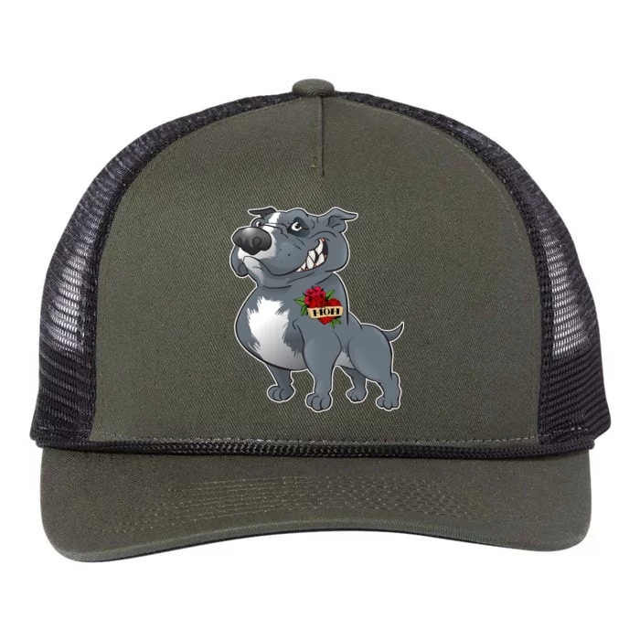 Grey Pitbull I Love Mom Retro Rope Trucker Hat Cap