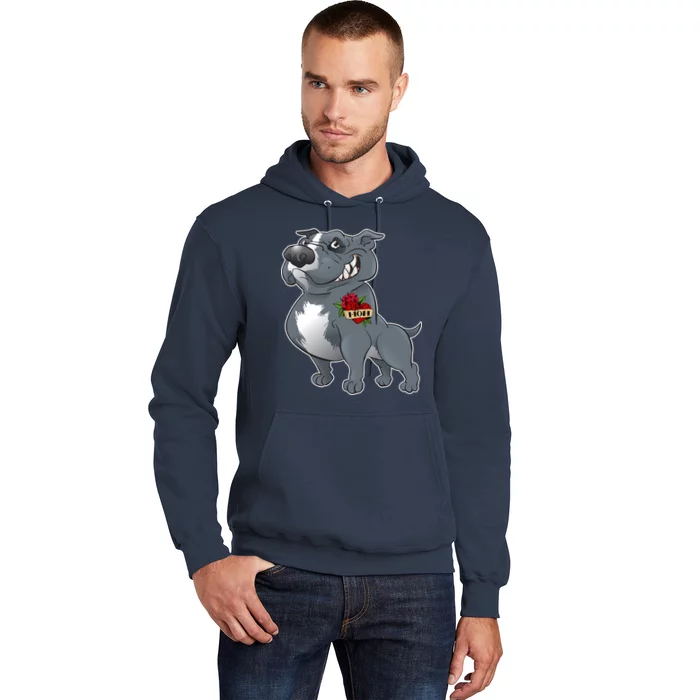 Grey Pitbull I Love Mom Hoodie