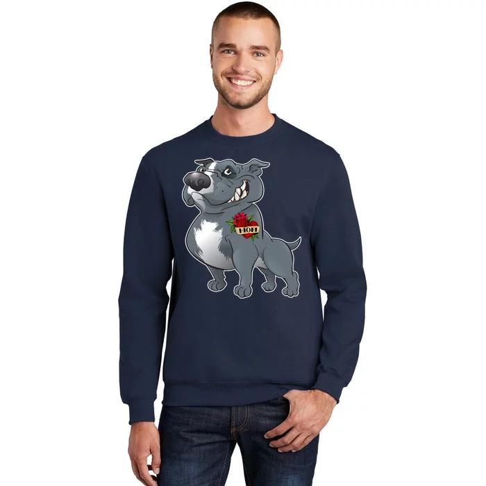 Grey Pitbull I Love Mom Sweatshirt