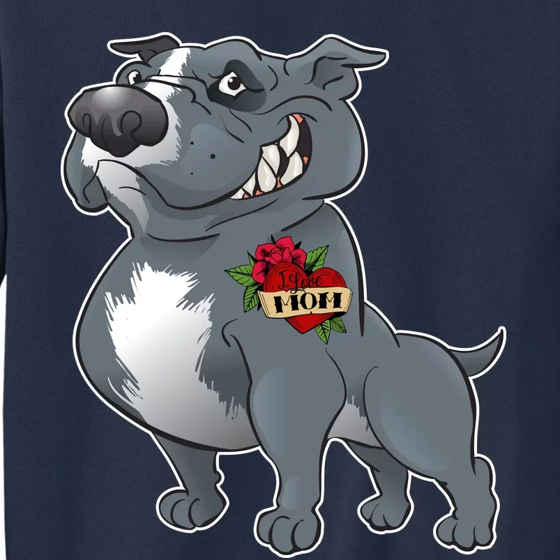 Grey Pitbull I Love Mom Sweatshirt