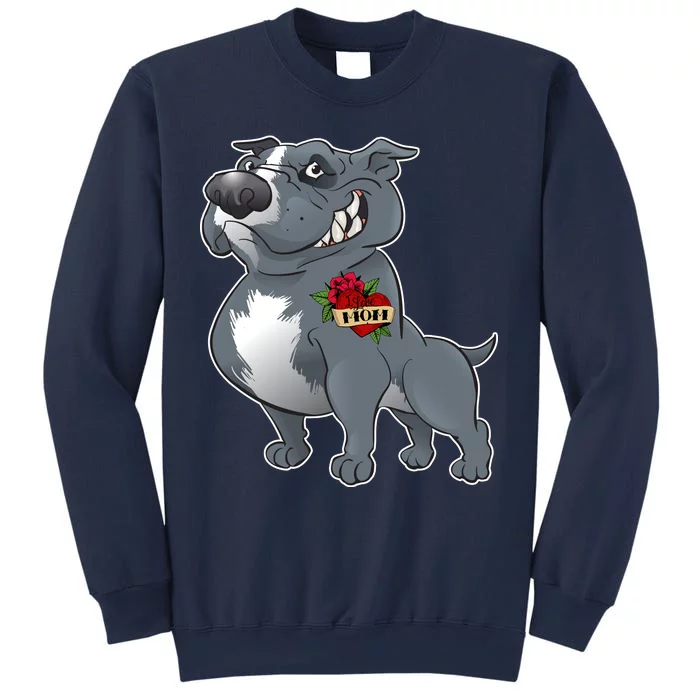 Grey Pitbull I Love Mom Sweatshirt