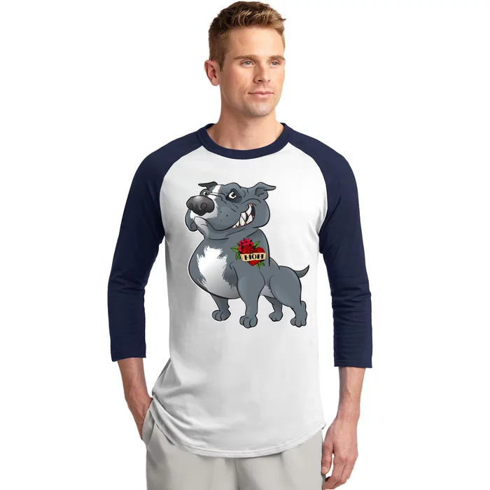 Grey Pitbull I Love Mom Baseball Sleeve Shirt