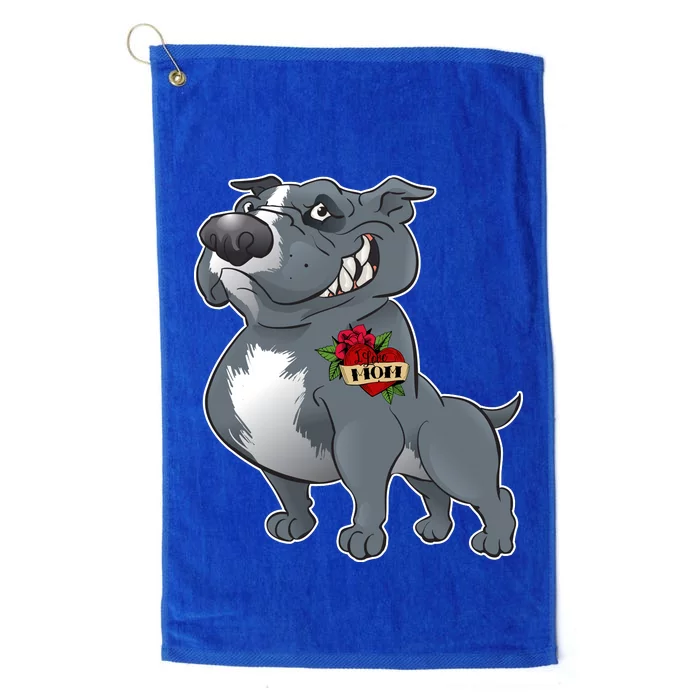 Grey Pitbull I Love Mom Platinum Collection Golf Towel