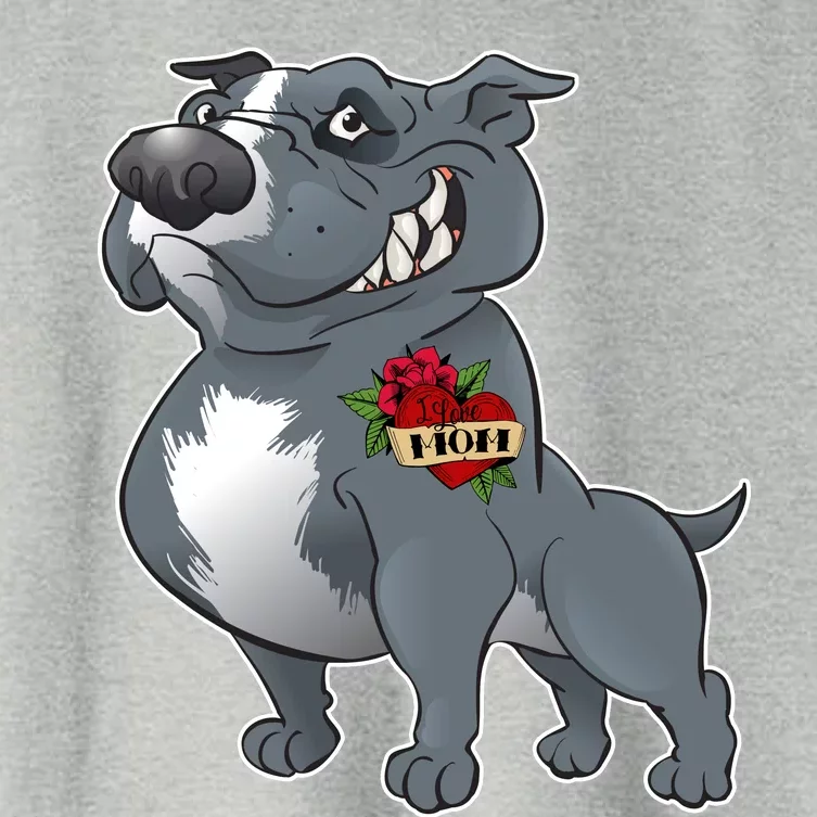 Grey Pitbull I Love Mom Women's Crop Top Tee