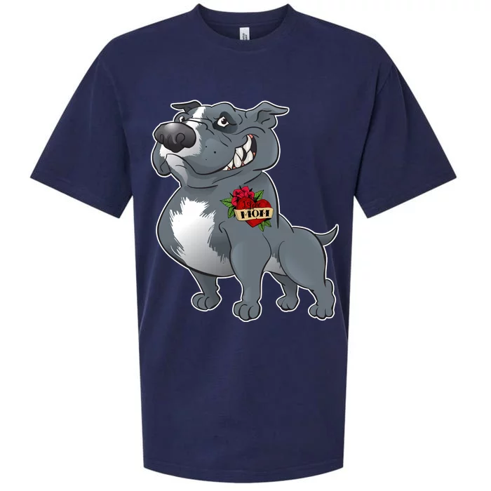 Grey Pitbull I Love Mom Sueded Cloud Jersey T-Shirt