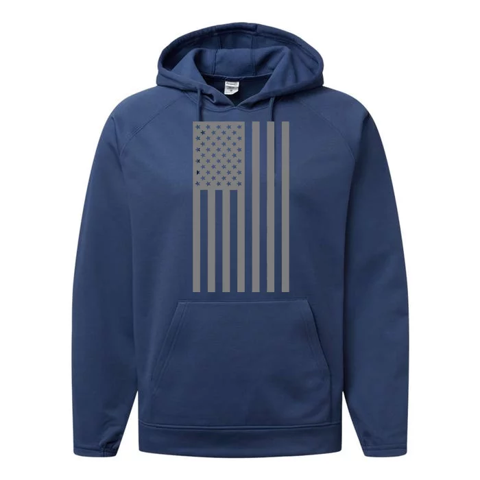 Grey Style America Flag Performance Fleece Hoodie