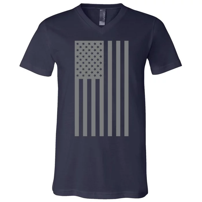 Grey Style America Flag V-Neck T-Shirt