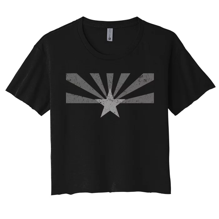 Grey Style Arizona State Flag Distressed Women's Crop Top Tee