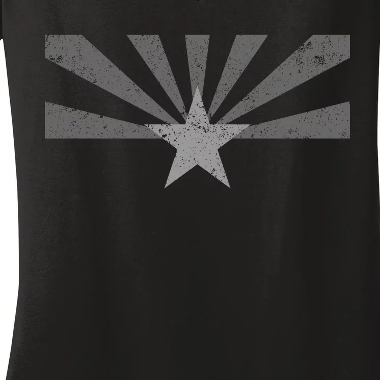 Grey Style Arizona State Flag Distressed Women's V-Neck T-Shirt