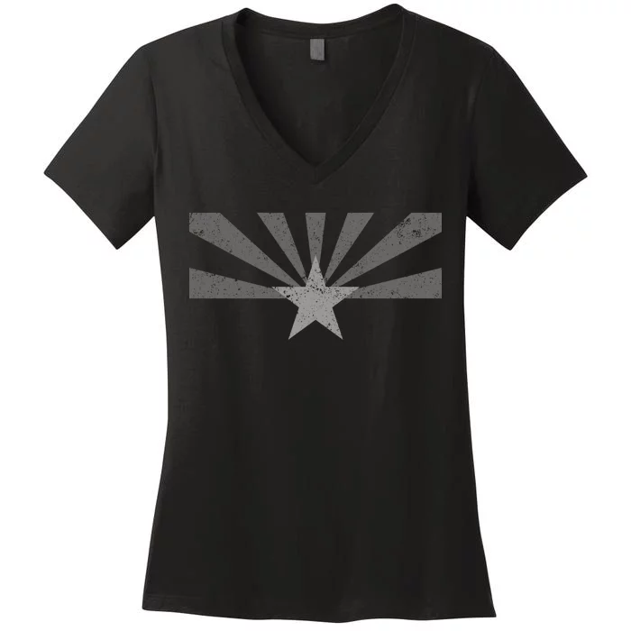 Grey Style Arizona State Flag Distressed Women's V-Neck T-Shirt