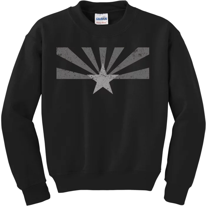 Grey Style Arizona State Flag Distressed Kids Sweatshirt