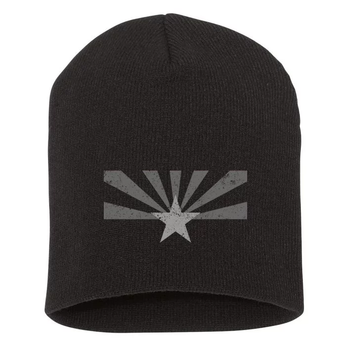 Grey Style Arizona State Flag Distressed Short Acrylic Beanie