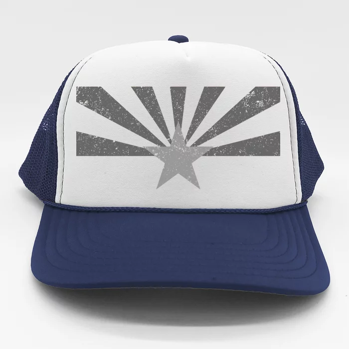 Grey Style Arizona State Flag Distressed Trucker Hat