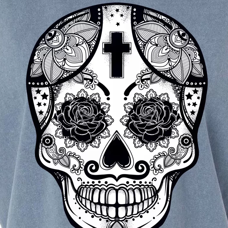 Grey Style Flower Skull Skeleton Graphic Garment-Dyed Women's Muscle Tee