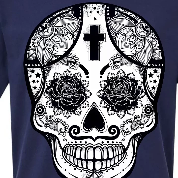 Grey Style Flower Skull Skeleton Graphic Sueded Cloud Jersey T-Shirt