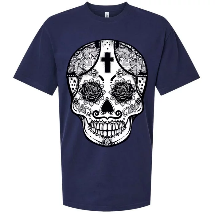 Grey Style Flower Skull Skeleton Graphic Sueded Cloud Jersey T-Shirt