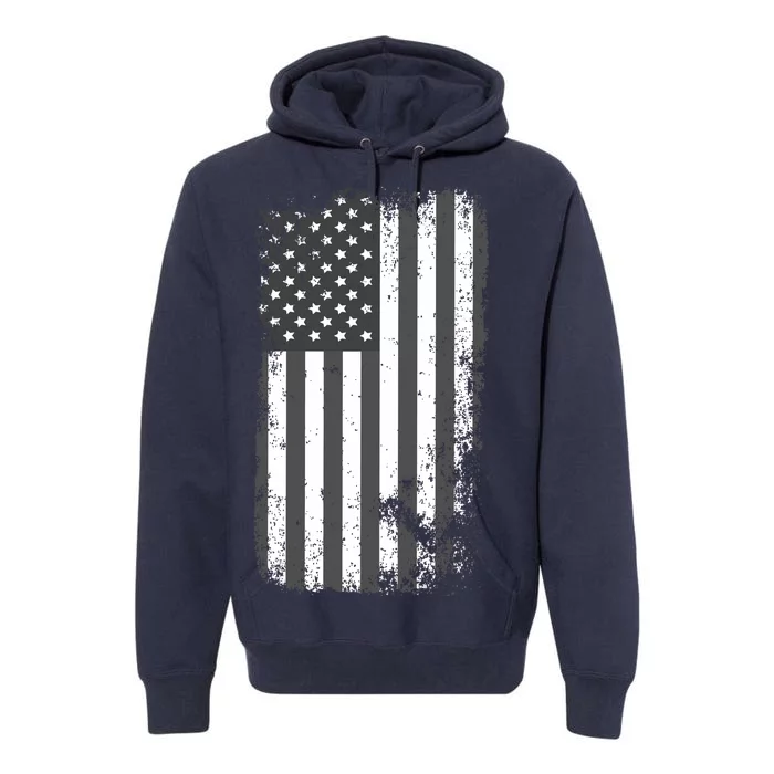 Grey Style Vintage torn USA American Flag Premium Hoodie