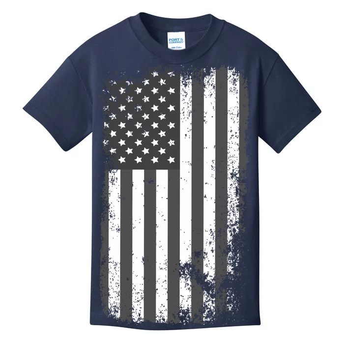 Grey Style Vintage torn USA American Flag Kids T-Shirt