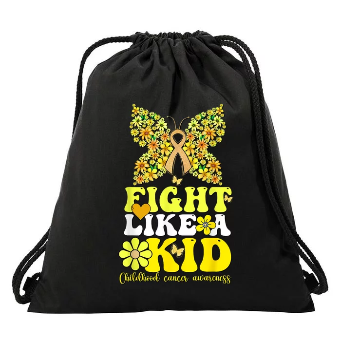 Gold Ribbon Fight Like Kids For Childhood Cancer Awareness Drawstring Bag