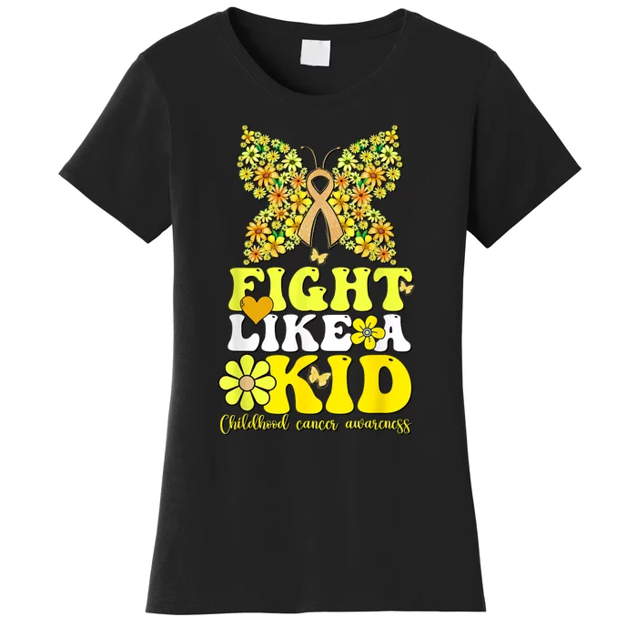 Gold Ribbon Fight Like Kids For Childhood Cancer Awareness Women's T-Shirt