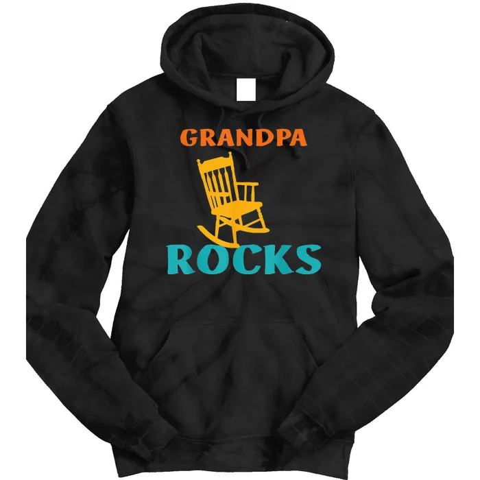 Grandpa Rocks Funny Retro Apparel Tie Dye Hoodie