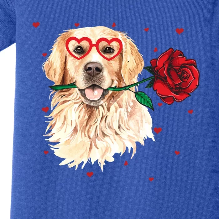 Golden Retriever Face Heart Glasses Valentines Day Dog Lover Gift Baby Bodysuit