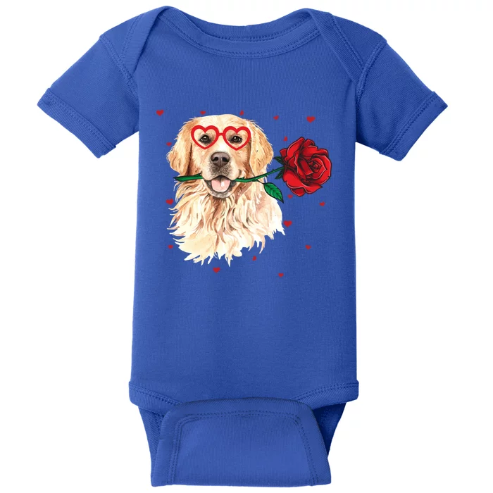 Golden Retriever Face Heart Glasses Valentines Day Dog Lover Gift Baby Bodysuit